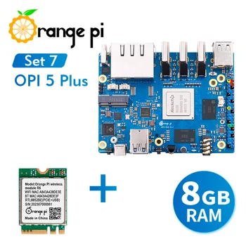 Оранжев модул Wi-Fi Pi 5 Plus 8G + R6, RK3588 2.5 G с два порта Ethernet за разширяване на PCIE, одноплатный компютър
