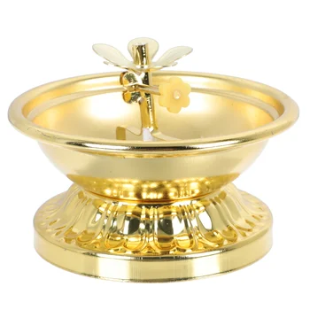 Титуляр маслена лампа Изискан сплав Ретро стил Будистки притежателя на маслената лампа двигателят е с мазителна чиния Лампа за краката Маслена лампа за залата на Буда Лампа