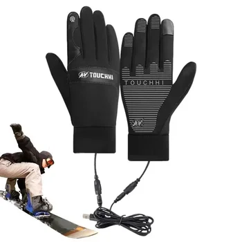Ръкавици с USB нагряване, непромокаеми ръкавици със сензорен екран, зимни Ръкавици за каране на сноуборд, къмпинг, туризъм, Каране на ски, Риболов, мотоциклетни велосипедни ръкавици