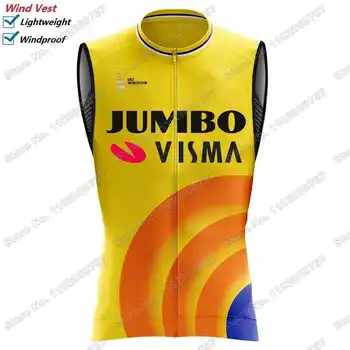 Популярният Отбор Jumbo Visma 2023 Велосипеден Жилетка Ветрозащитный Състезателни Ветрозащитный Жилетка Мъжете Колоездене Фланелка Без Ръкави Велосипедна Ветровка МТБ Трико