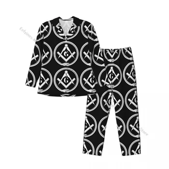 Мъжки пижамные комплекти, домашни костюми, Символ на масонството, Масонская подава, пижами, Свободна домашно облекло, всекидневни комплекти от дълги ръкави