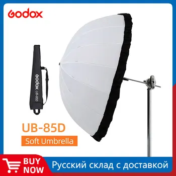 Godox UB-85D 85 см Бял Параболични Отразяващи Прозрачен Мек шезлонг, чадър за студийно осветление, с черен със сребристи рассеивателем