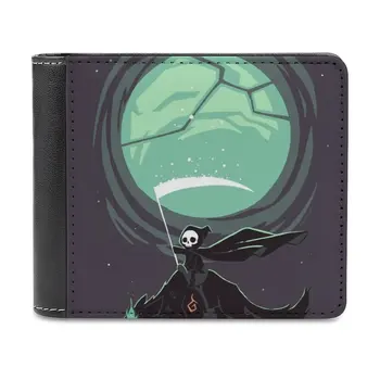Модерен портфейл Little Reaper за кредитни карти, кожени портфейли, Персонални портмонета за мъже и жени Little Grim Reaper Scythe Wolf