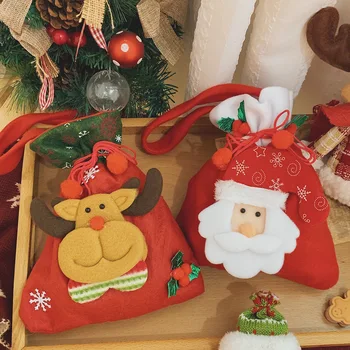 Коледна Коледна чанта Подарък пакети Скъпа Мультяшная Плюшен чантата Candy Apple Fruit за деца, чанти за момичета и момчета 2023 година на издаване