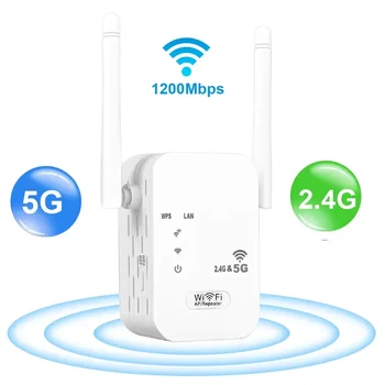 2. Безжичен Wi-Fi Ретранслатор 4gï  5 Ghz, Усилвател на сигнала на Wi-Fi 1200 Mbit/s, WiFi Усилвател 5G, Удължител на далечни разстояния Wi-Fi Точка за достъп