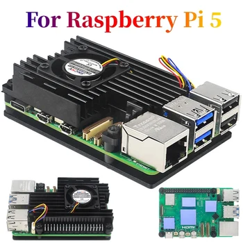 За Raspberry Pi 5 Метален корпус от алуминиева сплав Охлаждащ вентилатор PWM Корпус Пасивен активен охладител Метален корпус за Raspberry Pi 5