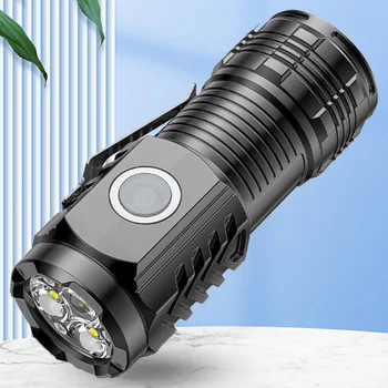 Мощен led фенерче, заряжающийся чрез USB, алармени прожектори 500 ма, преносим работно фенерче, за бивакуване на открито, риболов